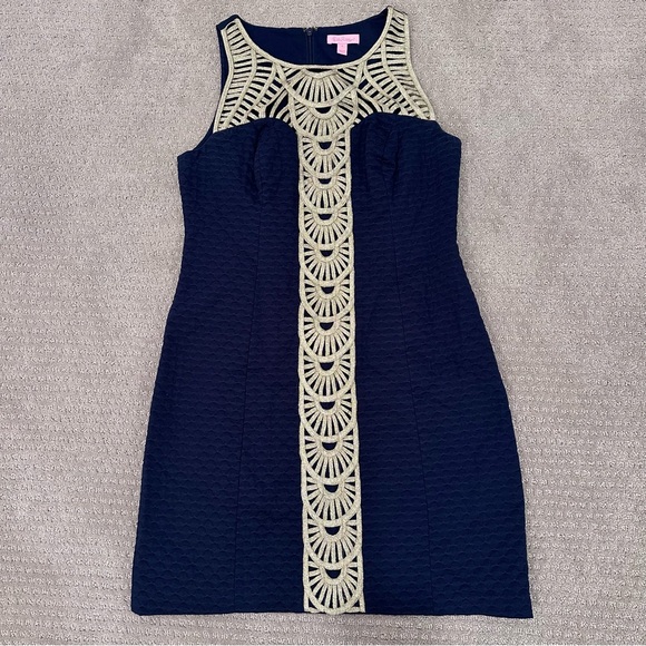 Lilly Pulitzer Dresses & Skirts - Lilly Pulitzer Tana Shift Dress, True Navy/Soutache Gold, Size 6 style # 25138